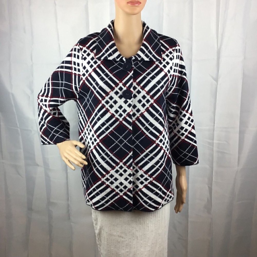 Christopher & Banks Jacket 2 Button Knit Size L Multicolor